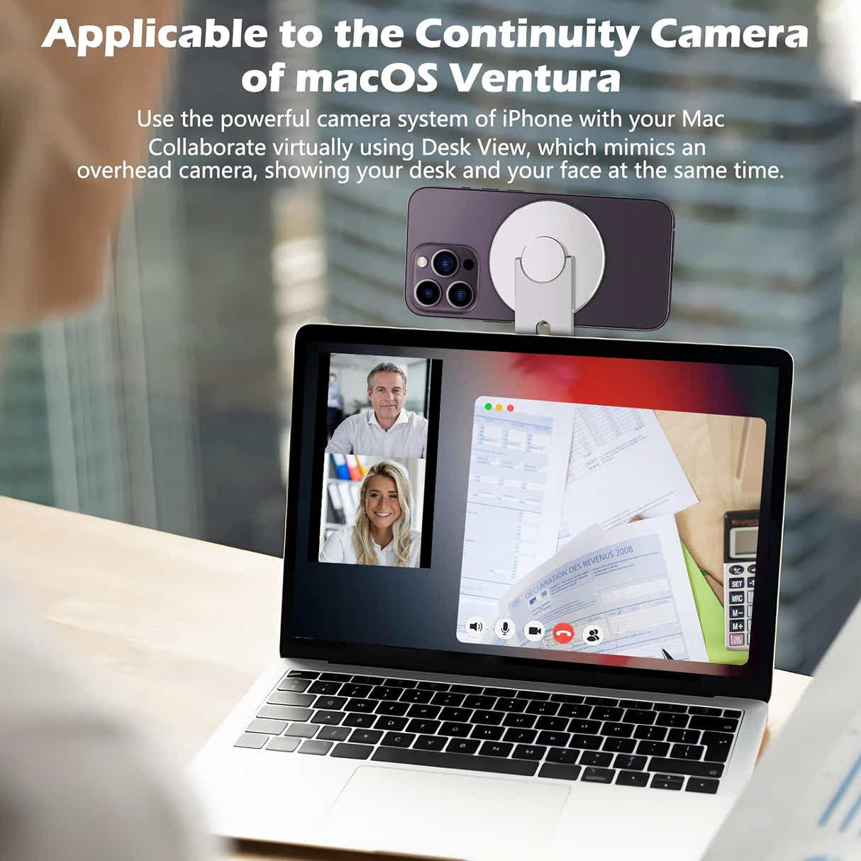 DS BS Magnetic Laptop Phone Holder Compatible with Magsafe iPhone