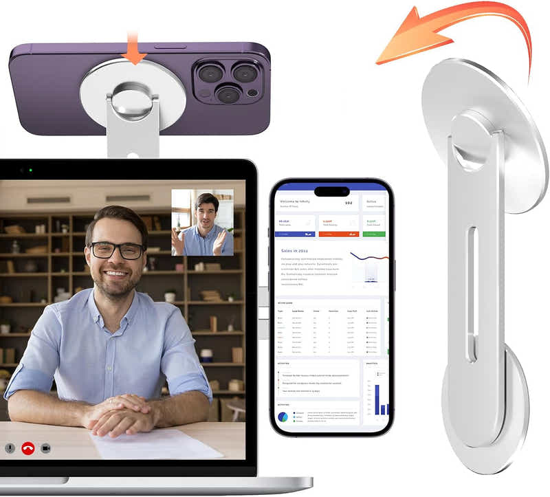 DS BS Magnetic Laptop Phone Holder Compatible with Magsafe iPhone