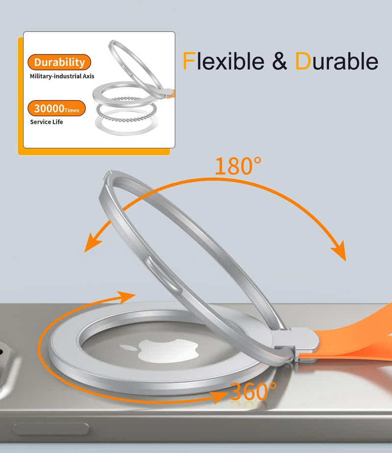 DS BS Magnetic Ring Holder With Finger Loop Compatible MagSafe iPhone-Black