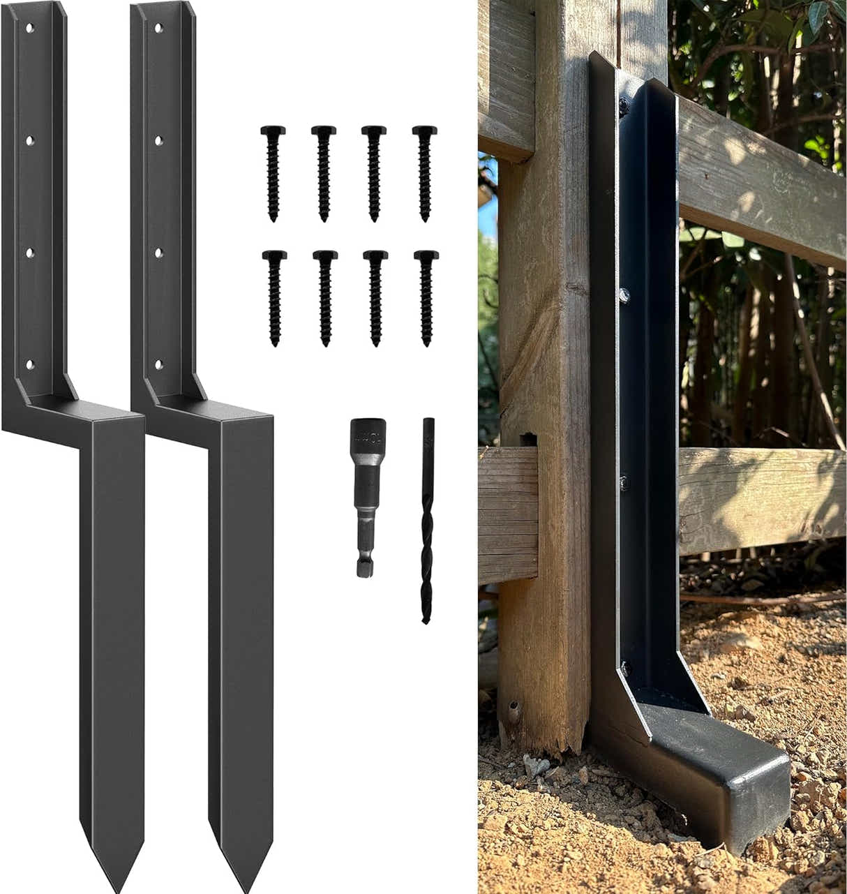 DS BS 2Pcs Fence Post Repair Anchor Ground Spike