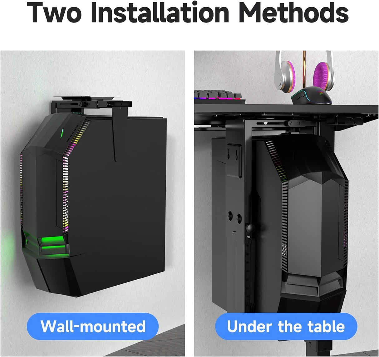 DS BS Universal Under Desk Wall Mount Computer Case Holder