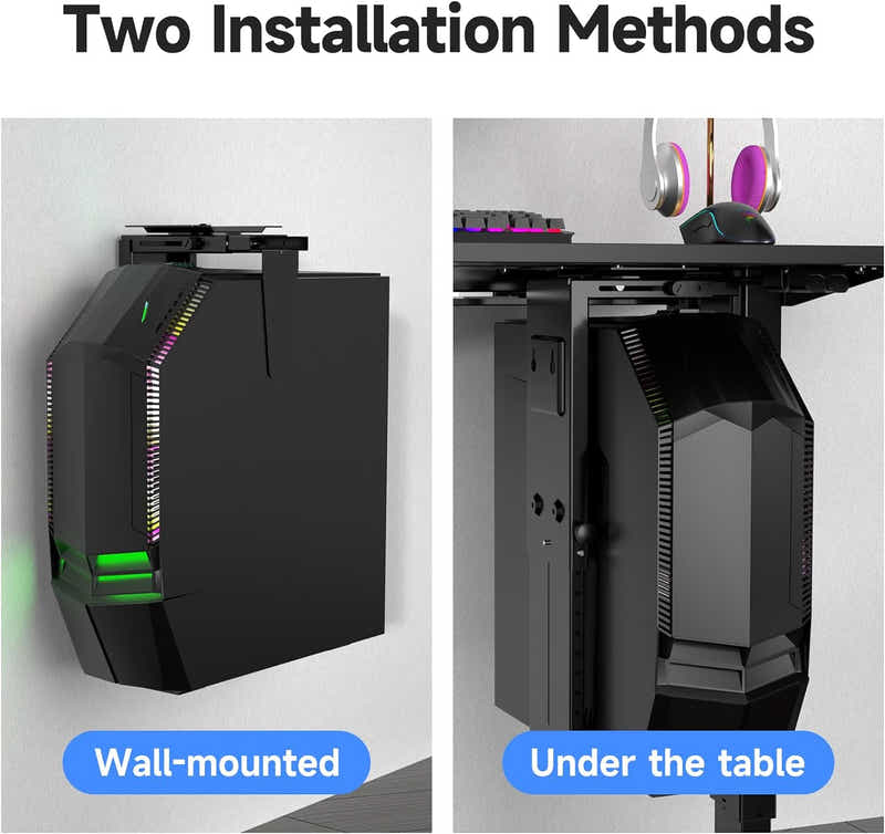 DS BS Universal Under Desk Wall Mount Computer Case Holder