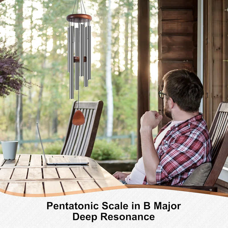 DS BS Large Aluminium Wind Chimes 93CM - Silver