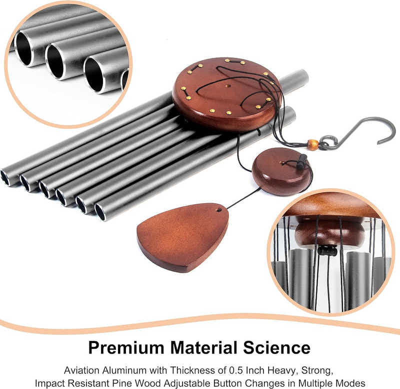 DS BS Large Aluminium Wind Chimes 93CM - Silver