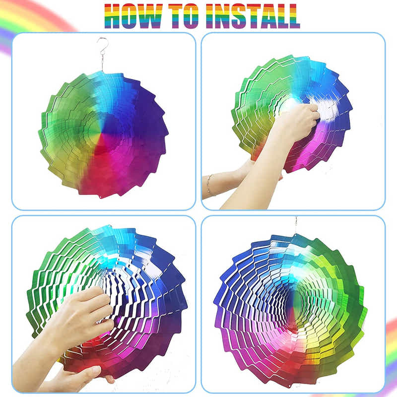 DS BS Rainbow Wind Spinners Garden Decoration