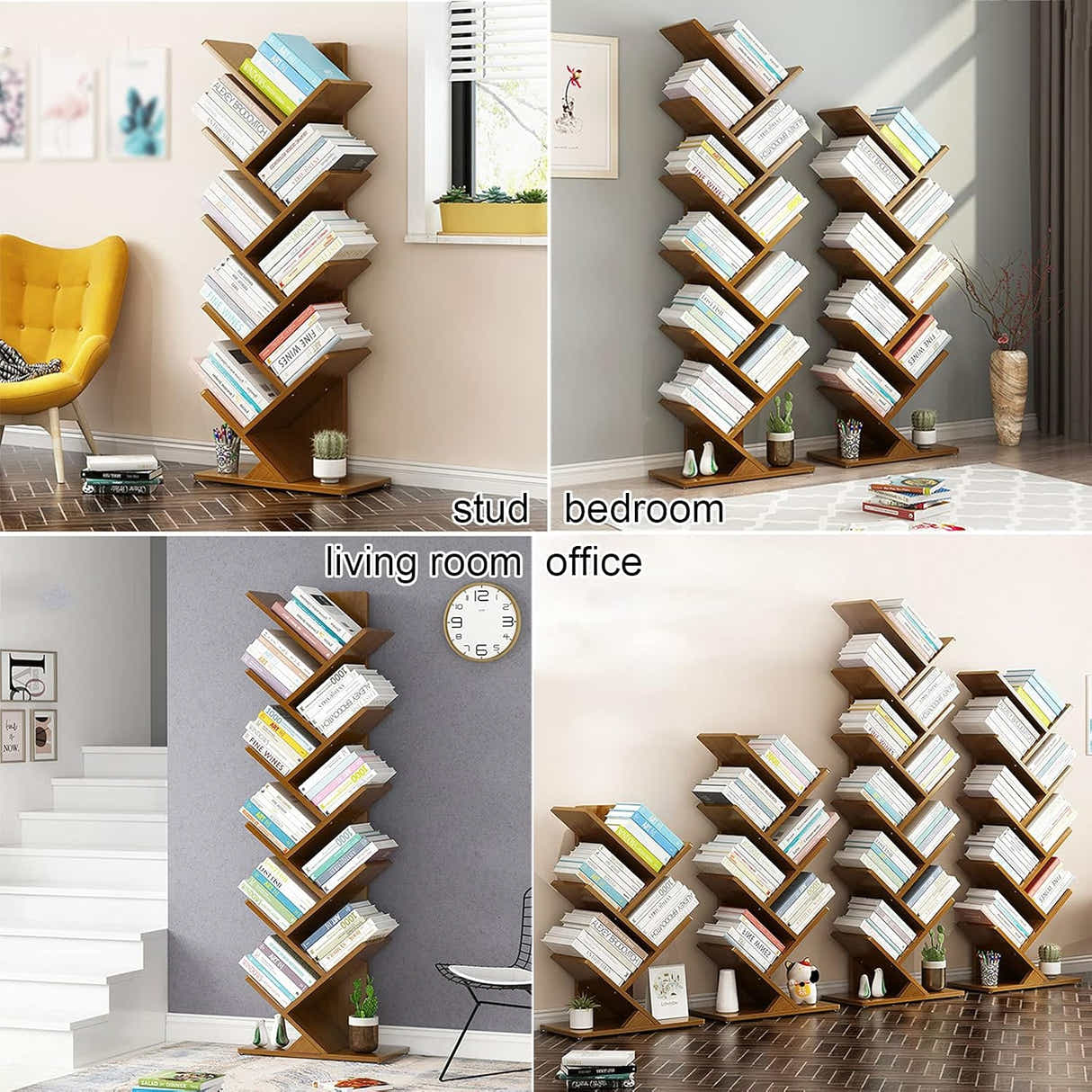 DS BS 4 Layer Tree Shape Bamboo Bookshelves