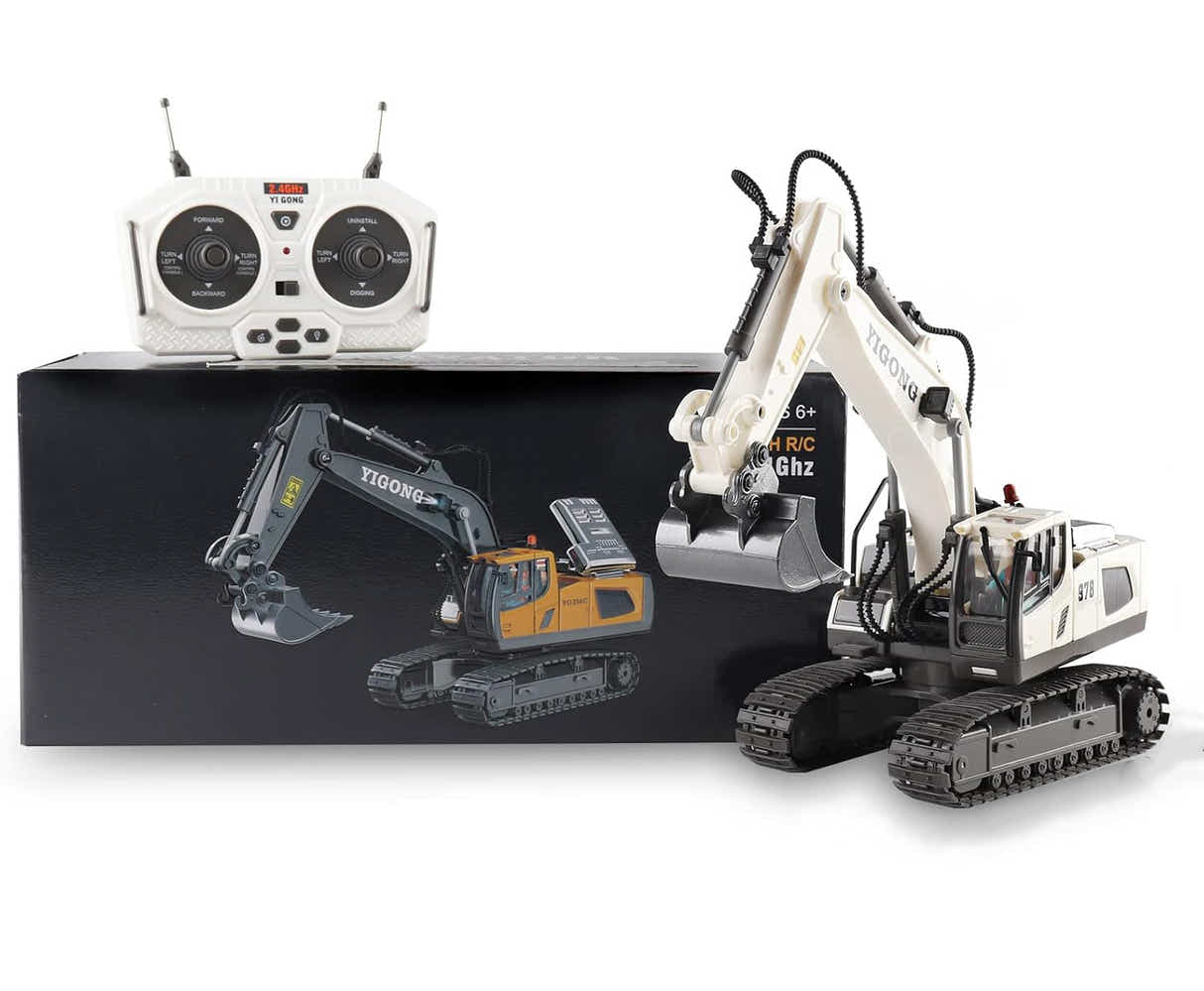 DS BS 11 Channel Remote Control Excavator Toy - White