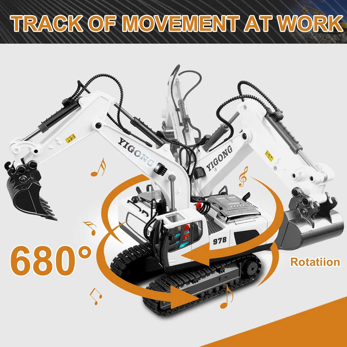 DS BS 11 Channel Remote Control Excavator Toy - White
