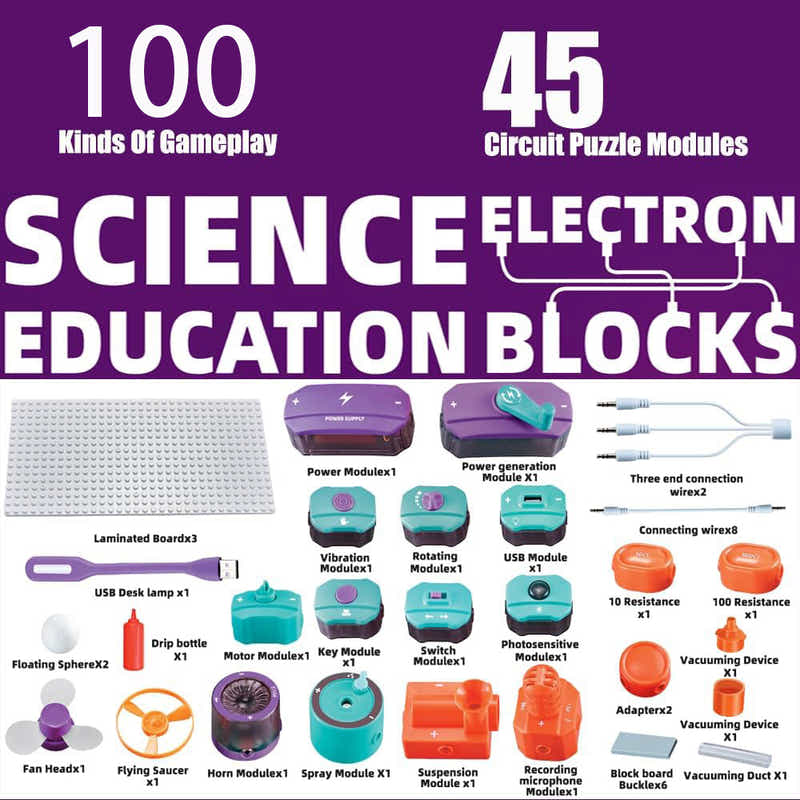 DS BS 45Pcs Science Experiments Circuit Board Kit