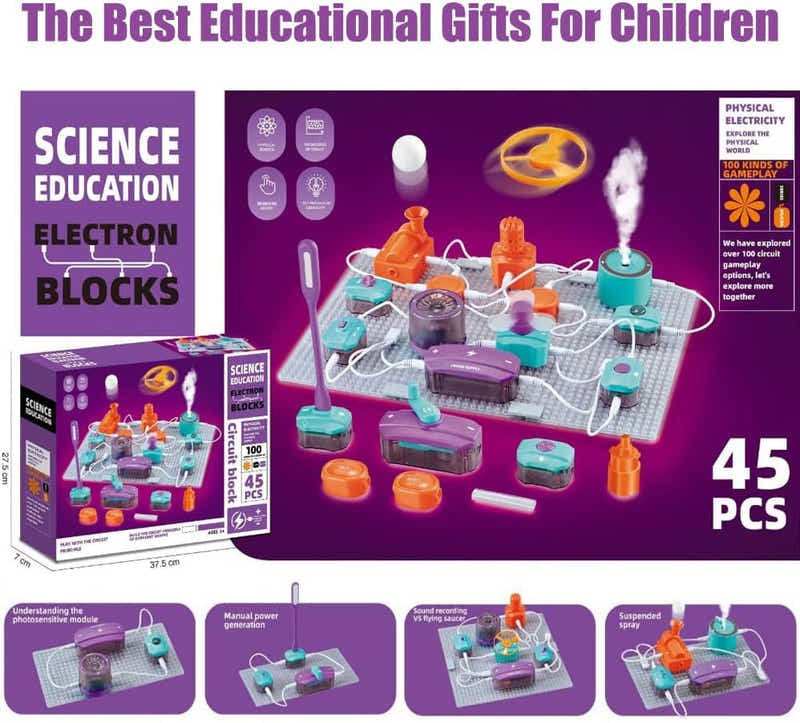DS BS 45Pcs Science Experiments Circuit Board Kit