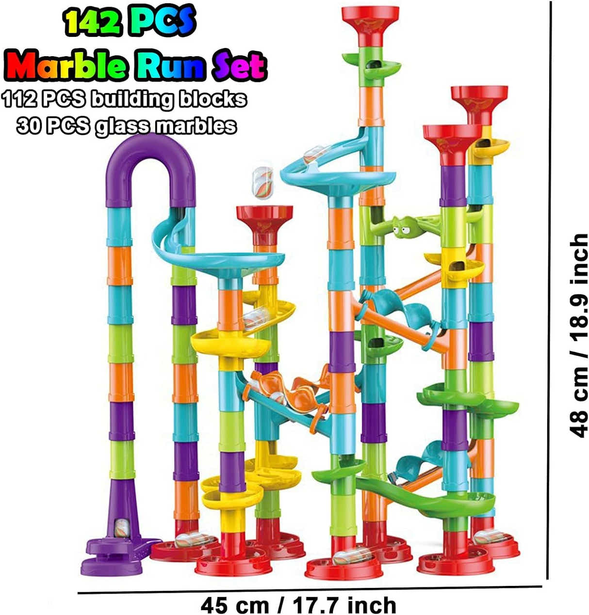 DS BS 142Pcs Piece DIY Marble Run Race Set