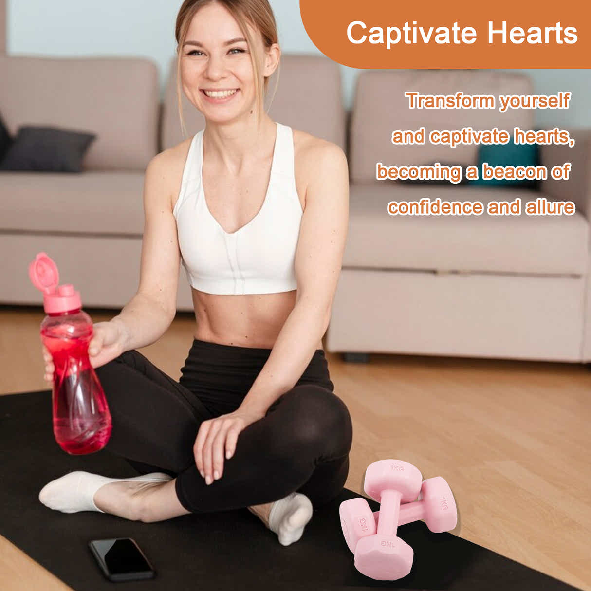 DS BS Set of 2 Dumbbells 1KG Each Pink