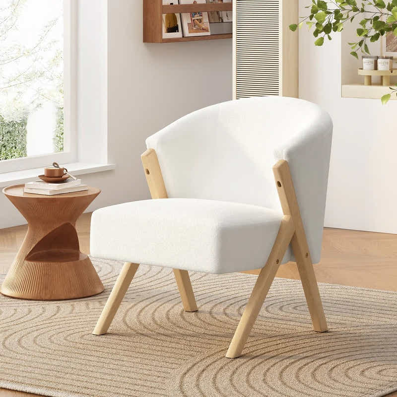 DS BS Fleece Accent Chair with Wood Legs