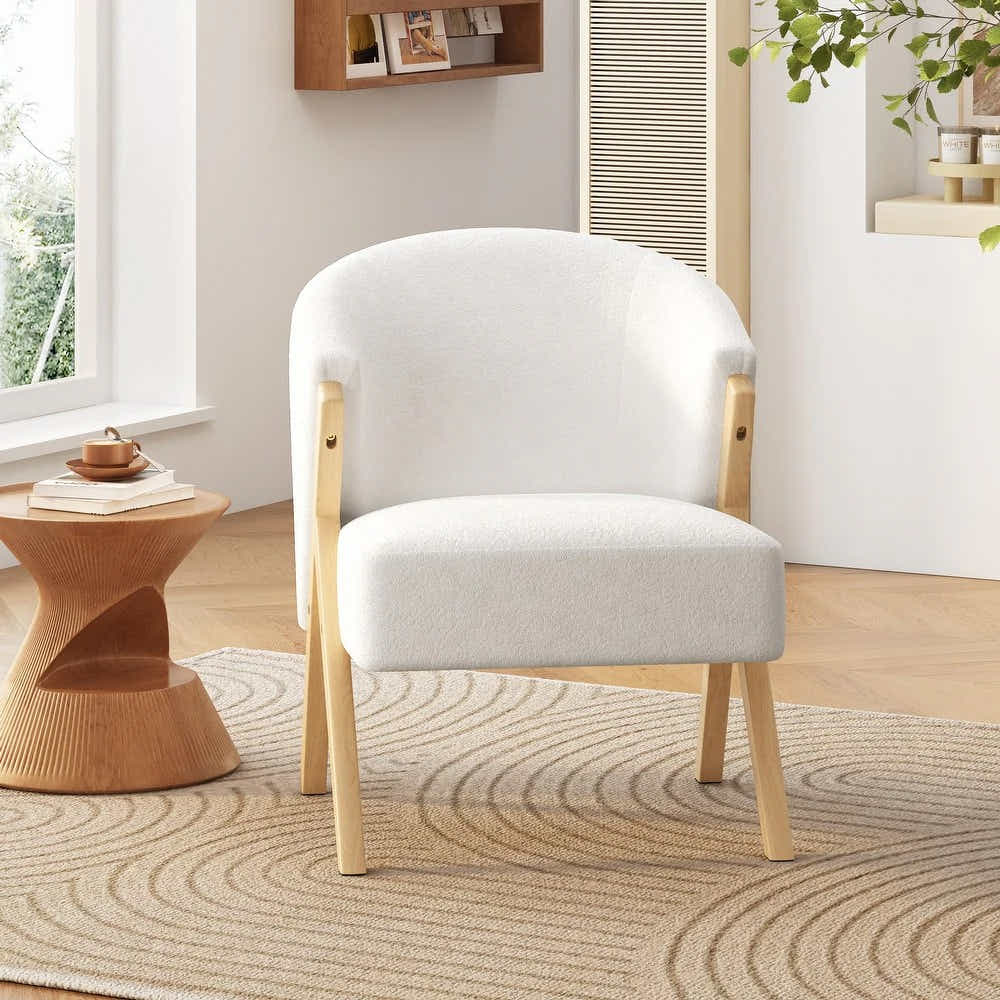 DS BS Fleece Accent Chair with Wood Legs