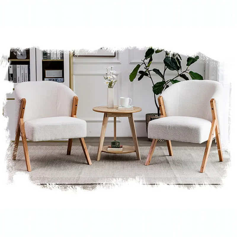 DS BS Fleece Accent Chair with Wood Legs