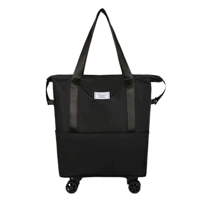 DS BS Expandable foldable duffel bag suitcase with Removable Wheels S -Black