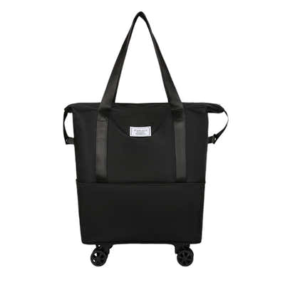 DS BS Expandable foldable duffel bag suitcase with Removable Wheels S -Black