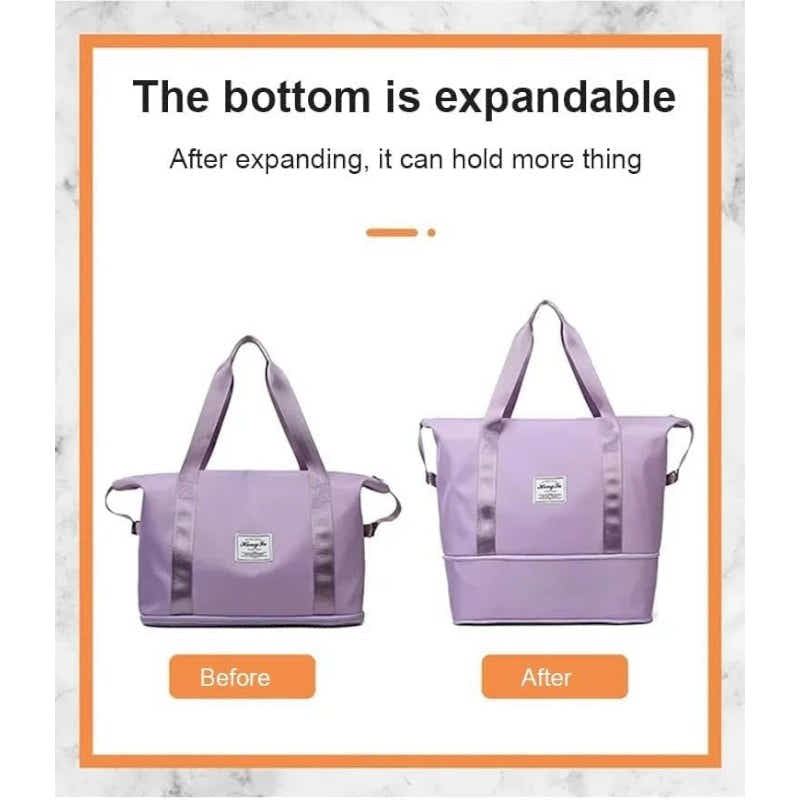 DS BS Expandable foldable duffel bag suitcase with Removable Wheels S -Purple