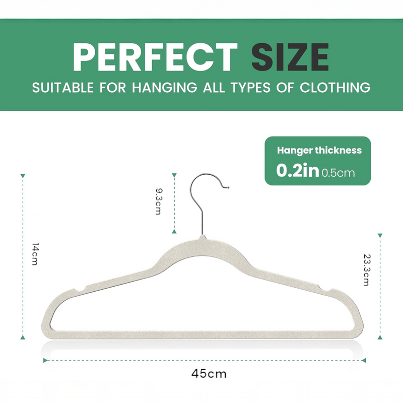 DS BS 50Pack Velvet Hangers -45cm White