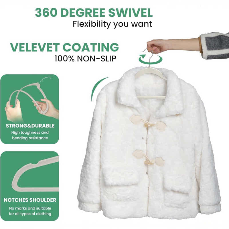 DS BS 50Pack Velvet Hangers -45cm White