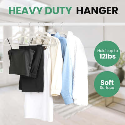 DS BS 50Pack Velvet Hangers -45cm White
