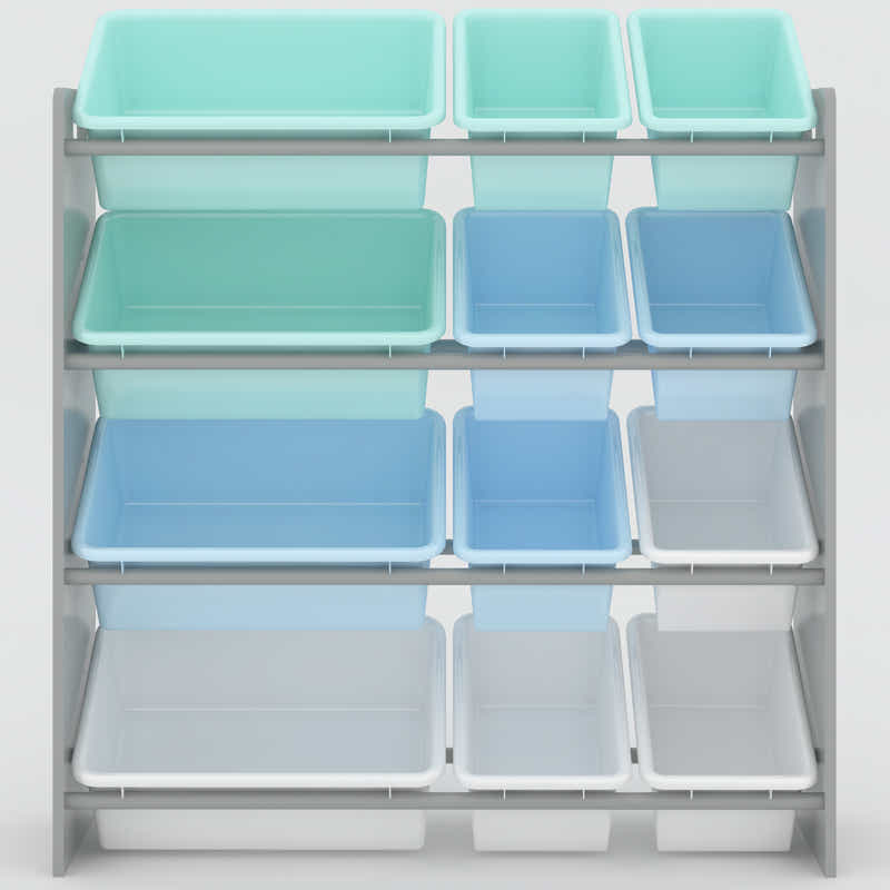 DS BS Kids toy Storage organizer with 12 plastic bins