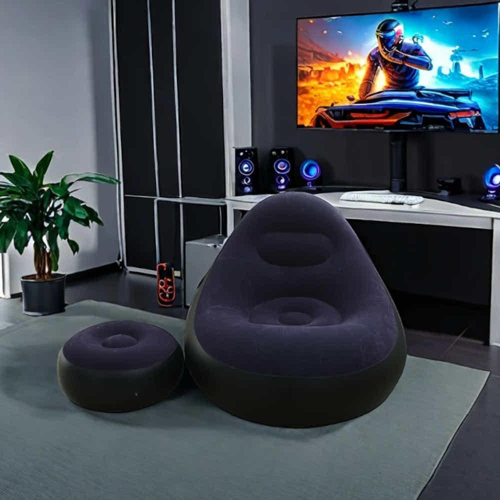 DS BS Inflatable Leisure Sofa Chair Footstoo -Light Blue