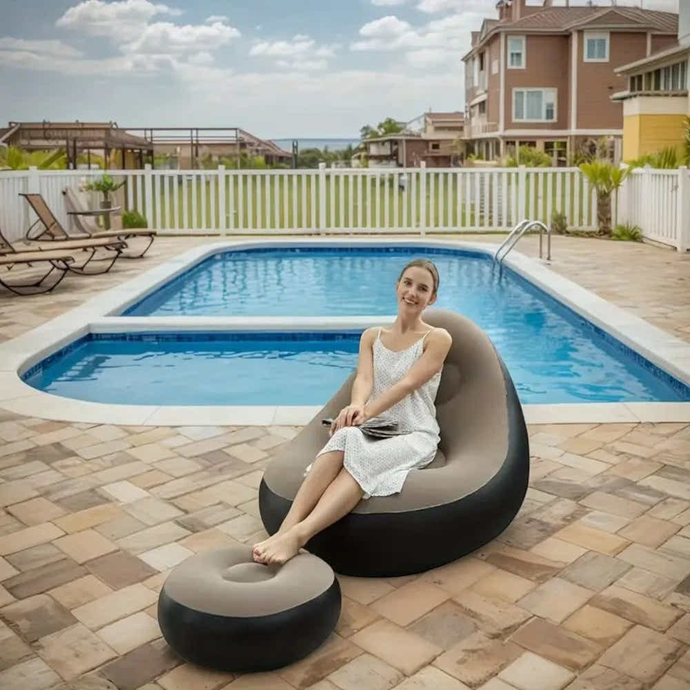 DS BS Inflatable Leisure Sofa Chair Footstoo -Light Blue