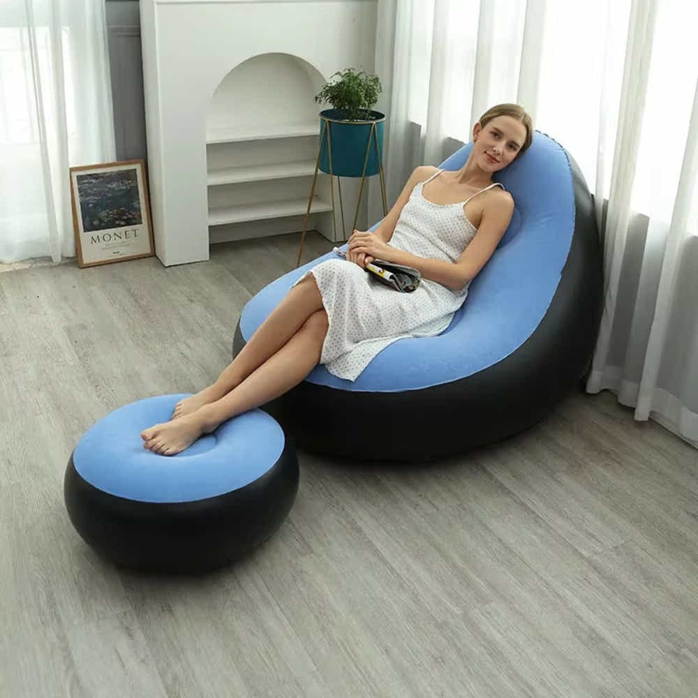 DS BS Inflatable Leisure Sofa Chair Footstoo -Light Blue