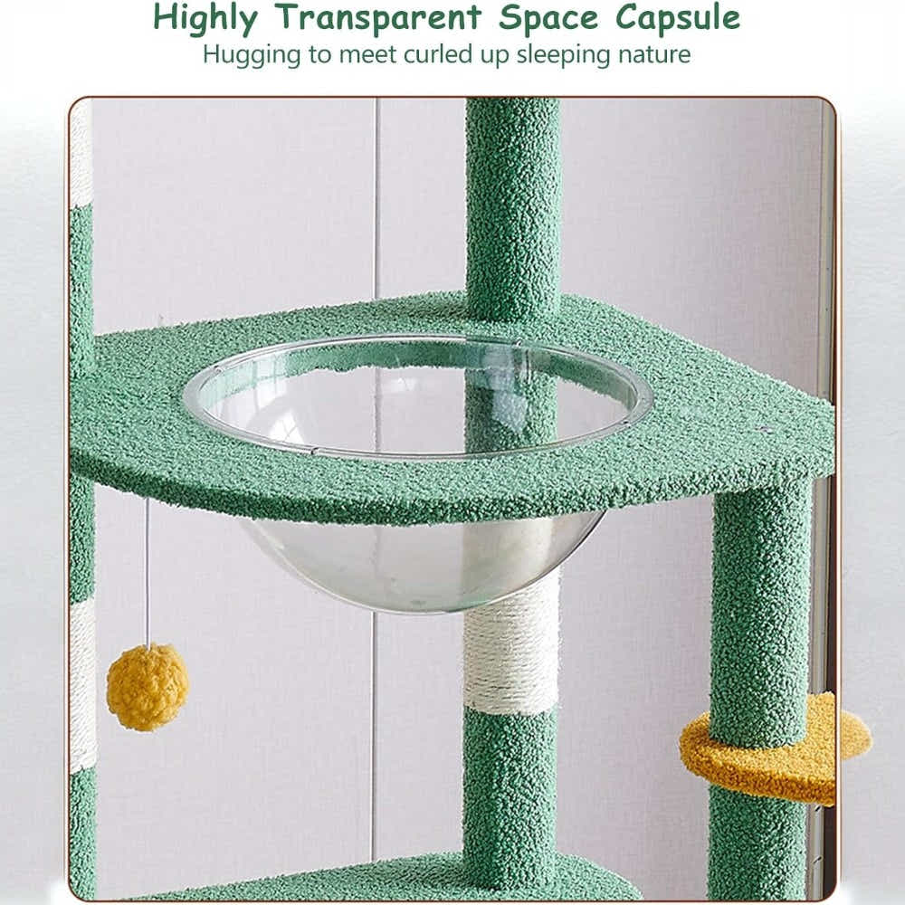 DS BS Cactus Cat Tree Tower , 135cm Multi-Level Cat Climbing Furniture