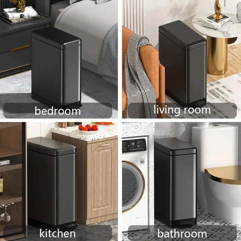 DS BS 15L Slim Kitchen Trash Can -Black