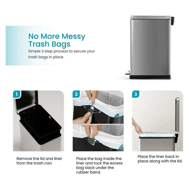 DS BS 15L Slim Kitchen Trash Can -Black