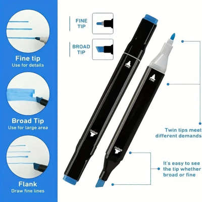DS BS Dual Tip Marker Pen Set 60 Colors