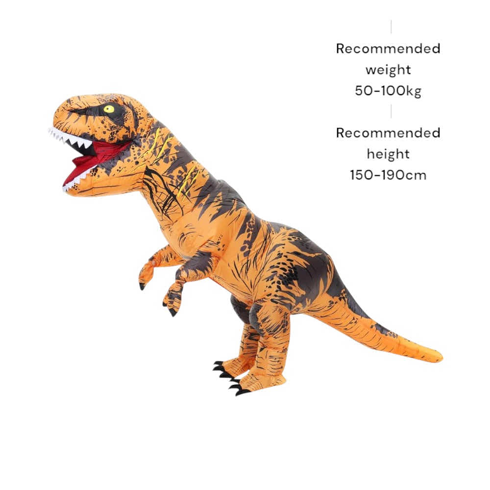 DS BS Inflatable Muscle T-Rex Costume – Brown Dinosaur Suit with Fan and Battery Box