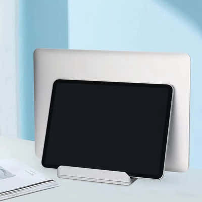 DS BS Adjustable Vertical Laptop Stand Dual Slot Aluminum Holder