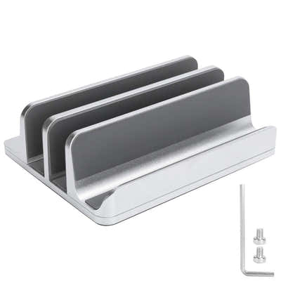 DS BS Adjustable Vertical Laptop Stand Dual Slot Aluminum Holder