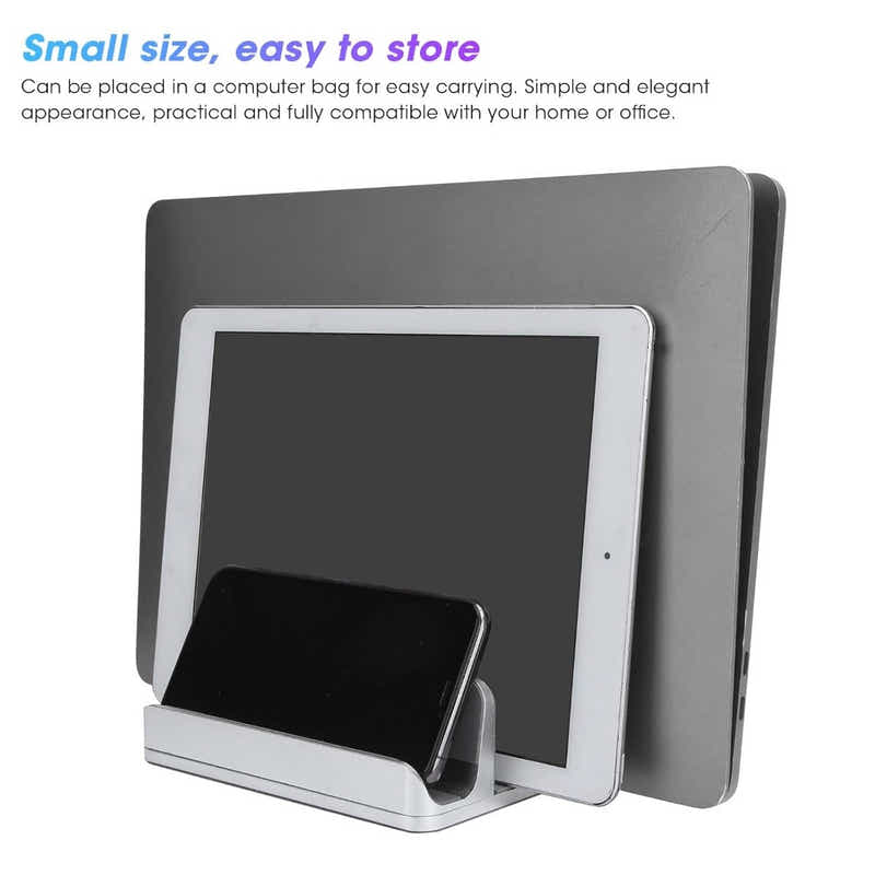 DS BS Adjustable Vertical Laptop Stand Dual Slot Aluminum Holder