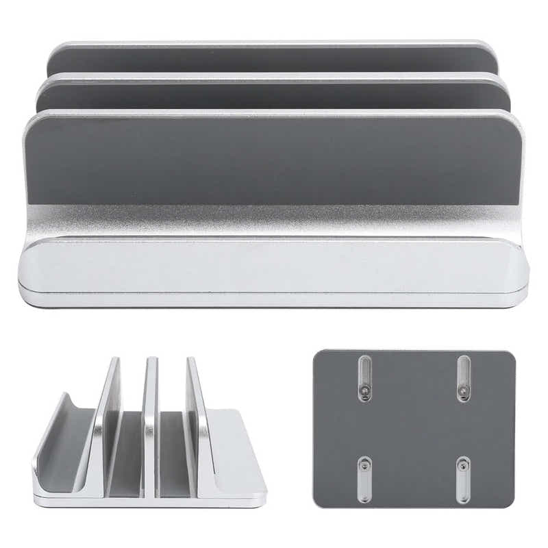 DS BS Adjustable Vertical Laptop Stand Dual Slot Aluminum Holder