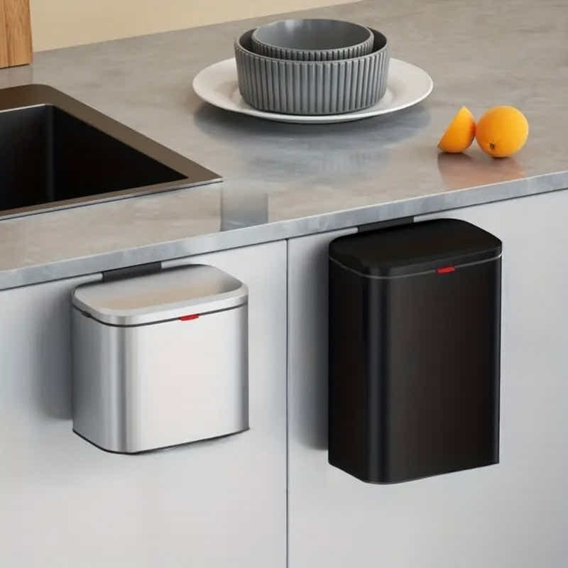 DS BS 8L Hanging Kitchen Trash Bin - Matte Black