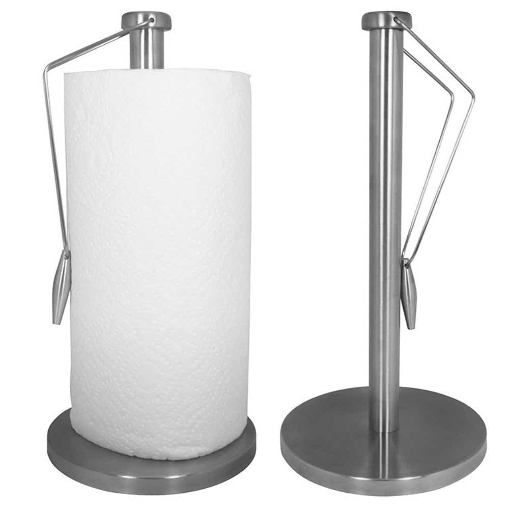 DS BS Stainless Steel Paper Towel Holder with Tension Arm - Silver
