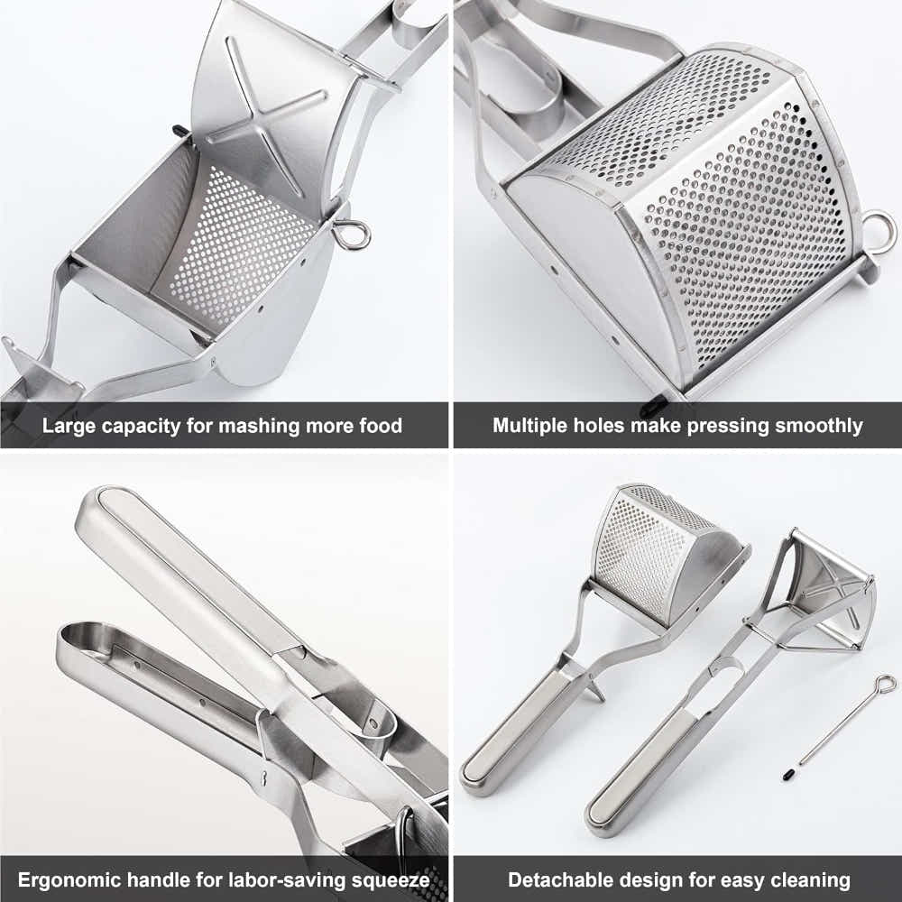 DS BS Stainless Steel Potato Ricer with Reinforced Handle Guard