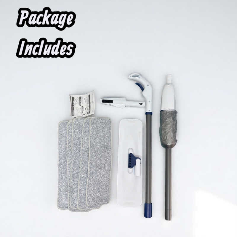 DS BS Flat Spray Mop Set – Includes 5 Microfiber Pads Scraper Water Tank