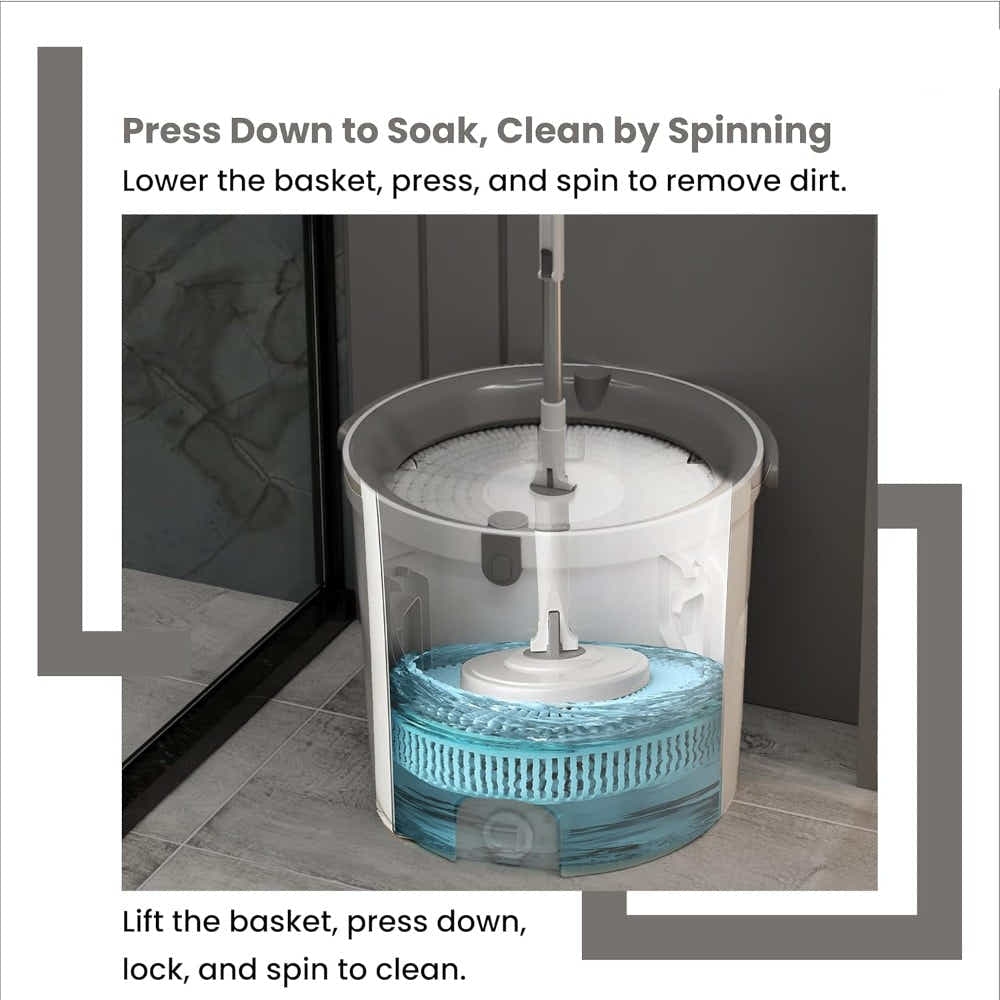 DS BS Spin Mop and Bucket Set – 360° Rotating Microfiber Mop with Telescopic Handle