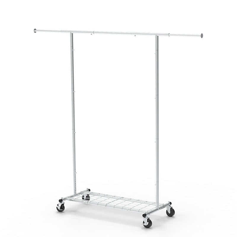 DS BS Portable Single Rod Height Adjustable Clothes Rack