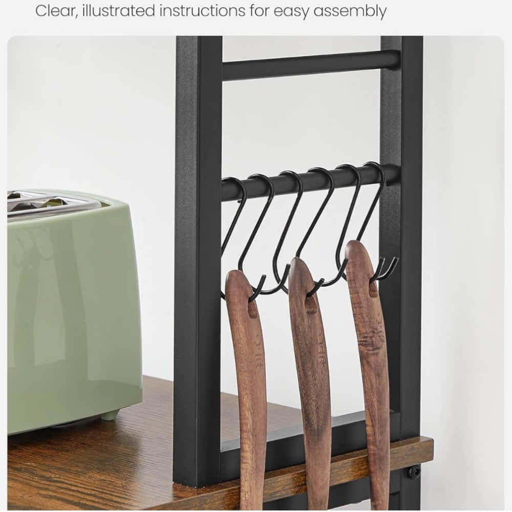 DS BS 6-Tier Kitchen Microwave Oven Rack - Rustic Brown