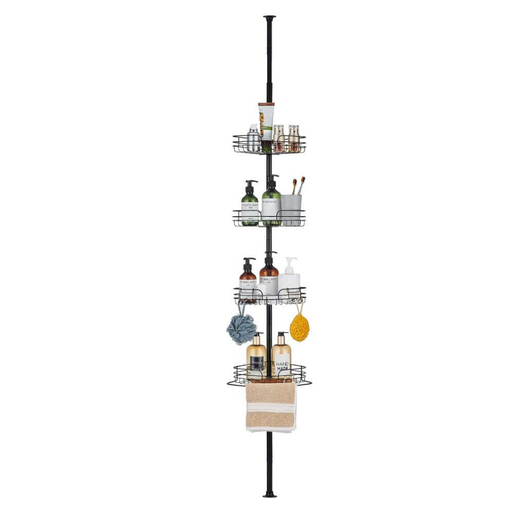 DS BS Tension Pole Shower Caddy Adjustable Rustproof Bathroom Storage Rack