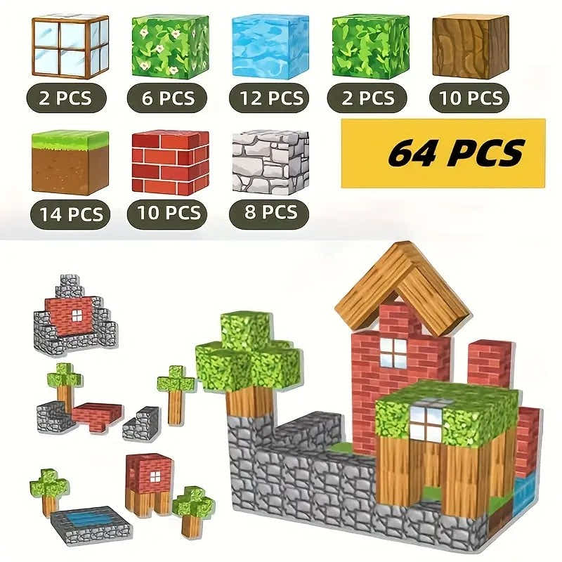 DS BS 64 PCS Magnetic Cube Block Set Construction Toy