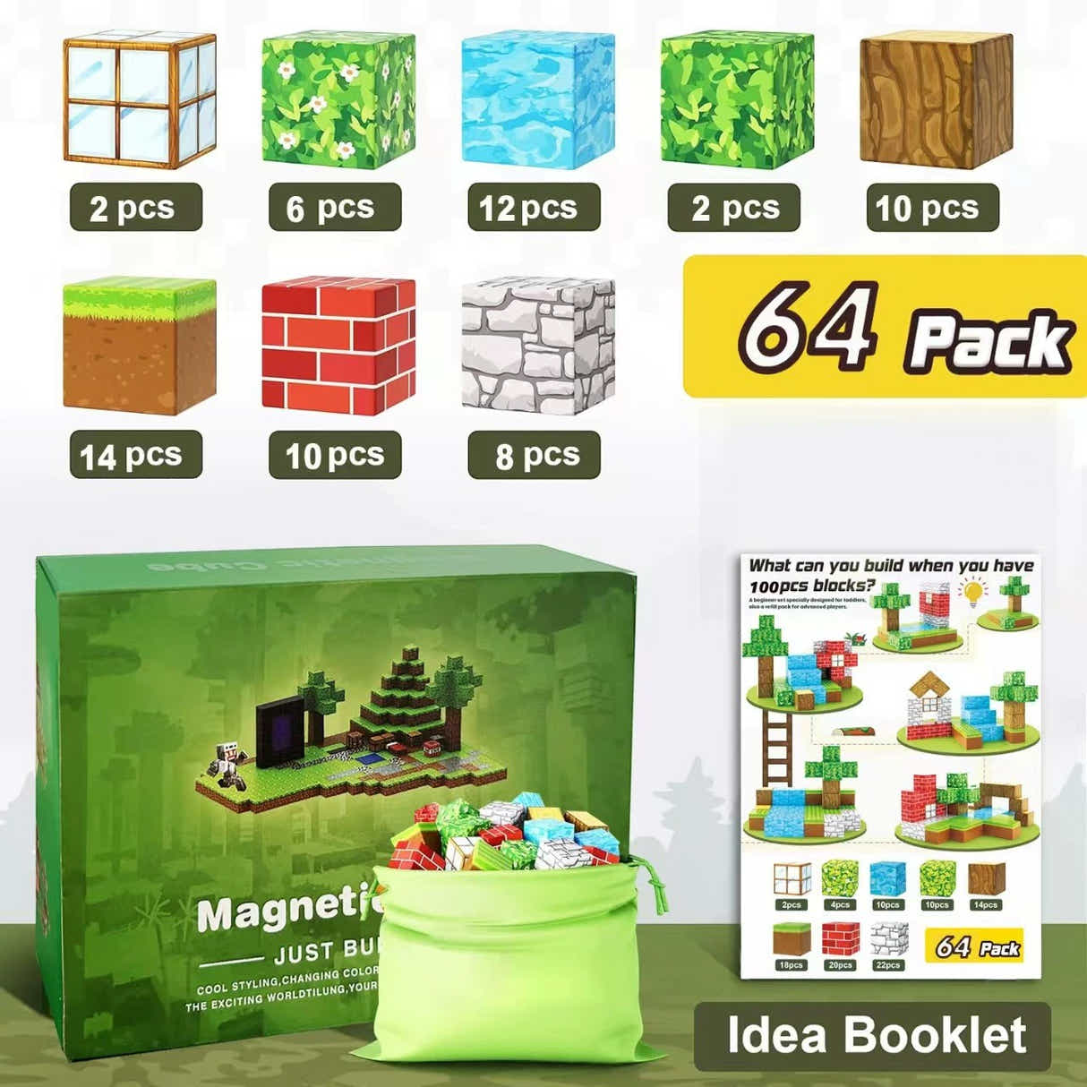 DS BS 64 PCS Magnetic Cube Block Set Construction Toy