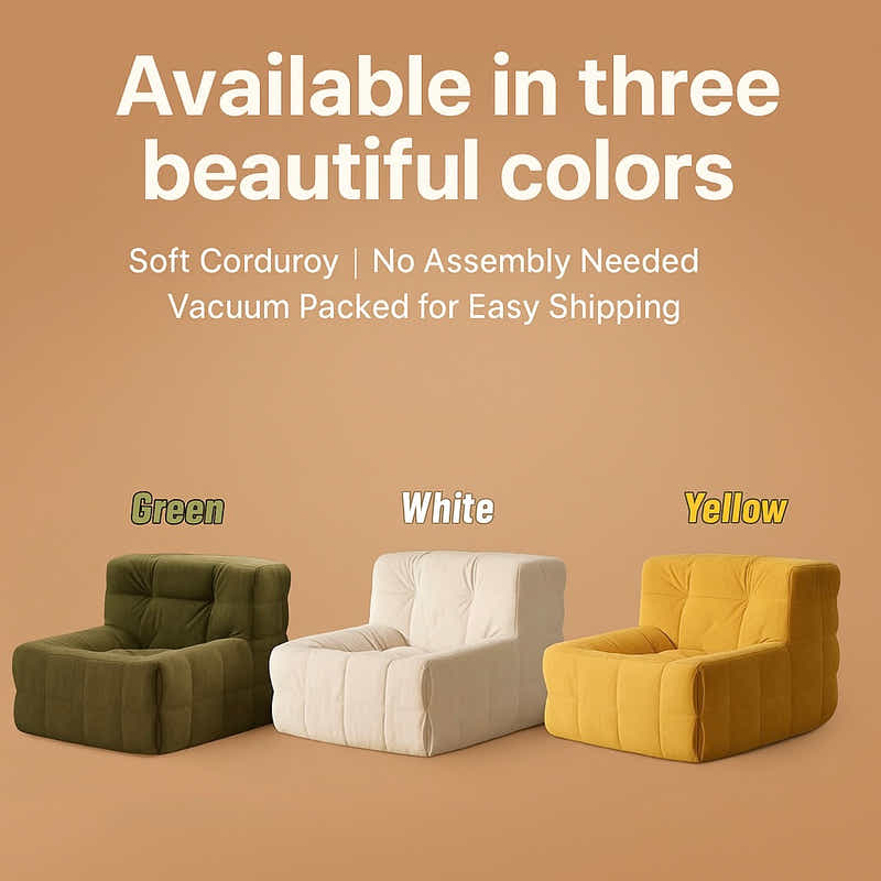 DS BS Single Seated Foam Sofa with Corduroy Fabric - Yellow