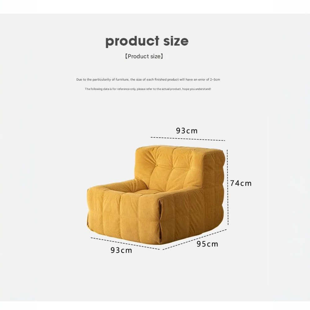 DS BS Single Seated Foam Sofa with Corduroy Fabric - Yellow